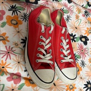 Converse Red Canvas Sneakers with White Accents